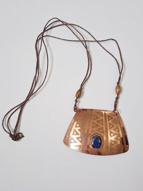 Vintage Copper Lapis Lazuli Artisan Statement Necklace